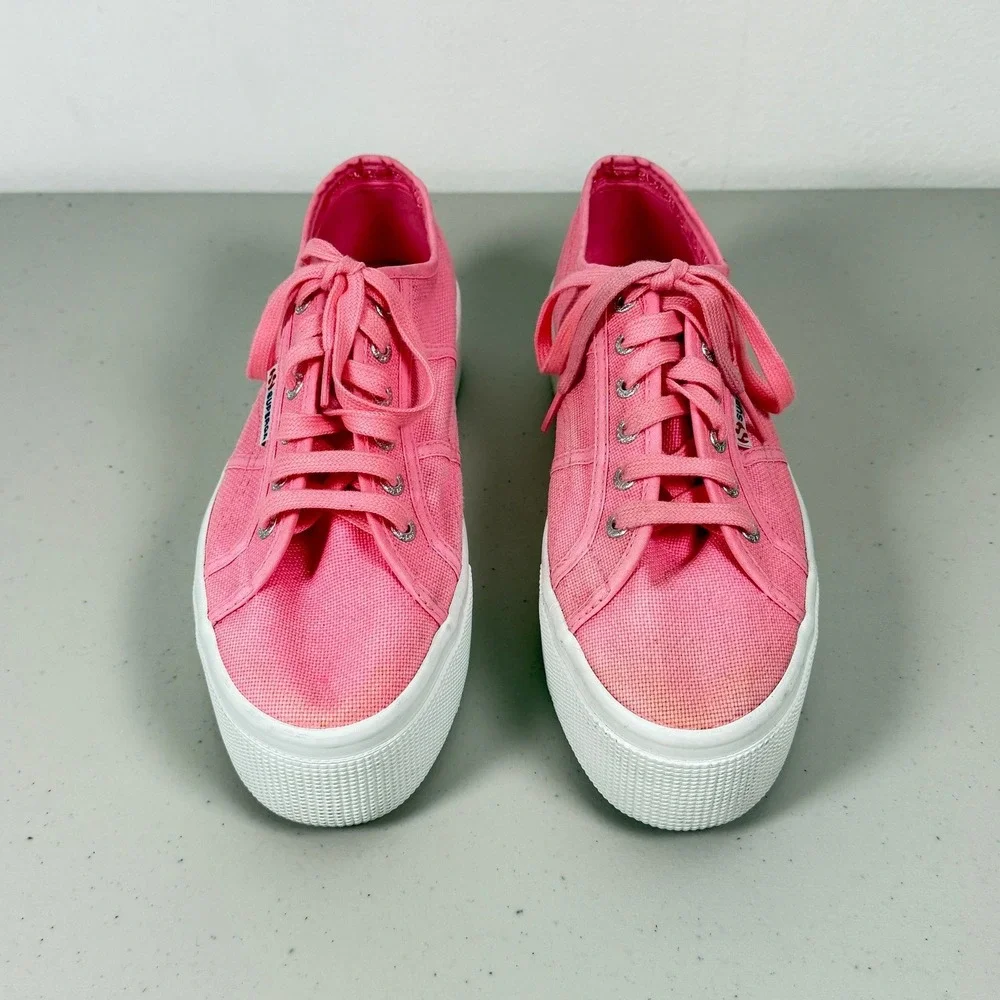 Superga Pink Canvas Platform Sneakers Women's Size 39.5 9.5